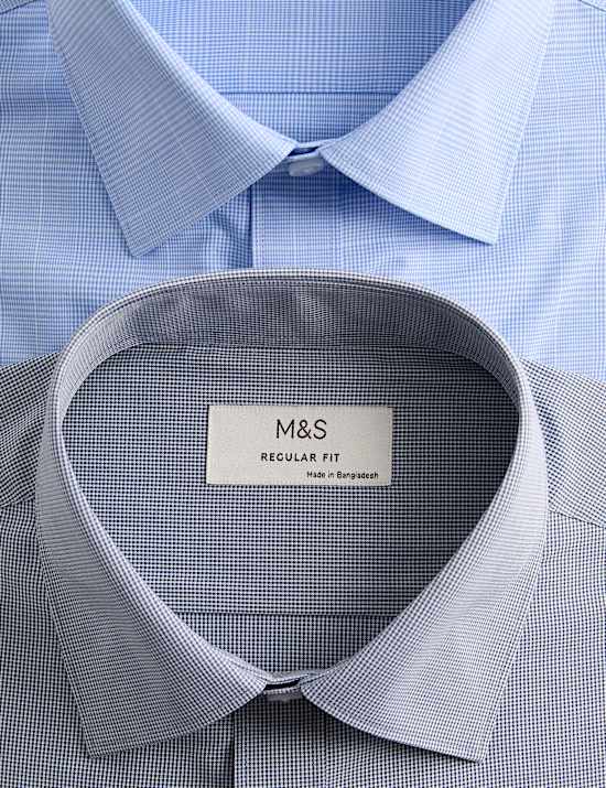 2 Pack Regular Fit Easy Iron Long Sleeve Shirts