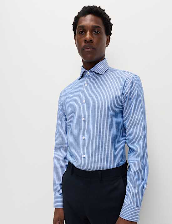 Chemise cintrée 100 % coton à rayures