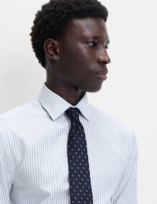 Chemise cintrée 100 % coton à rayures