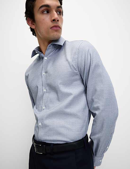 Regular Fit Luxury Pure Cotton Textured Shirt