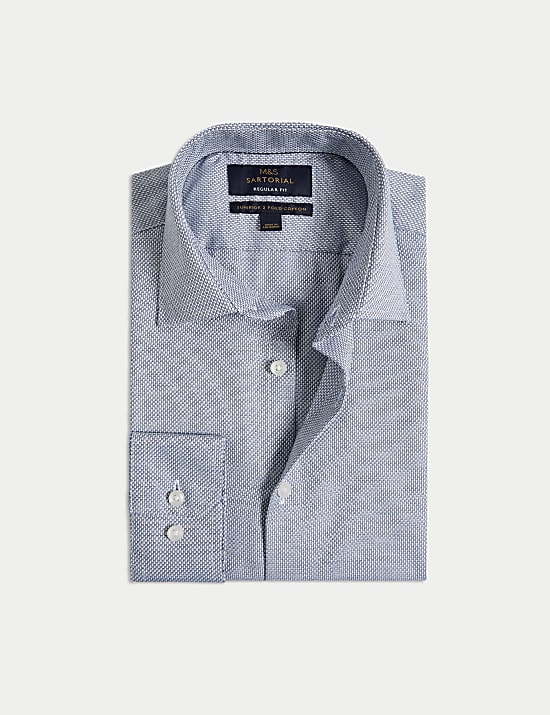 Regular Fit Luxury Pure Cotton Textured Shirt