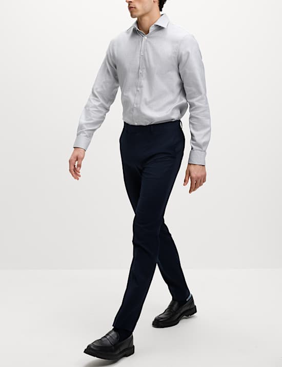 Overhemd van luxe zuiverkatoen met structuur en normale pasvorm