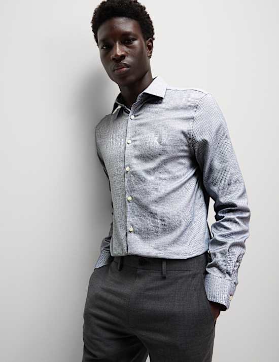 Slim Fit Luxury Pure Cotton Textured Shirt