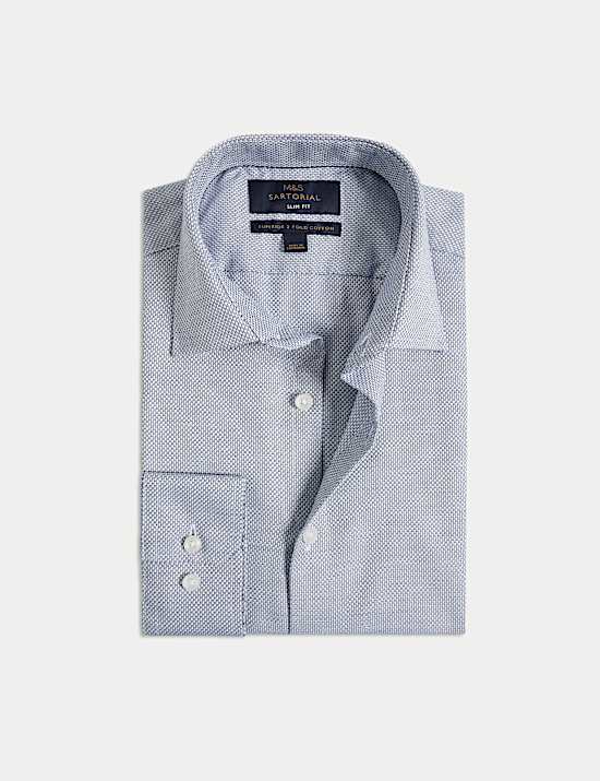 Slim Fit Luxury Pure Cotton Textured Shirt
