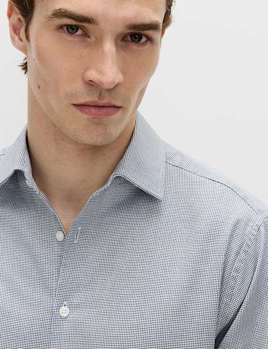 Regular Fit Pure Cotton Textured Luxury Shirt