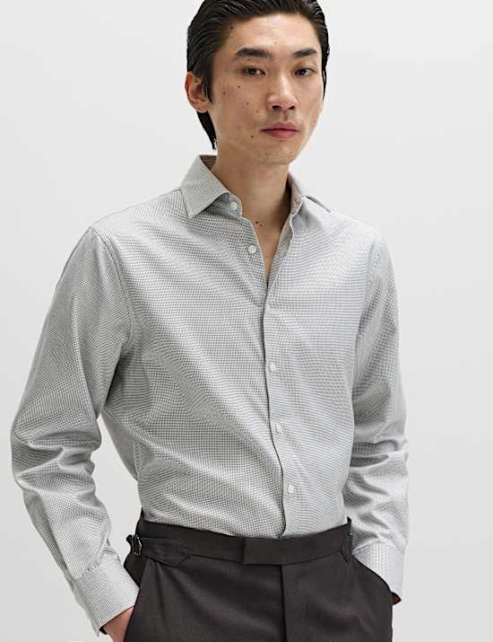 Regular Fit Pure Cotton Textured Luxury Shirt