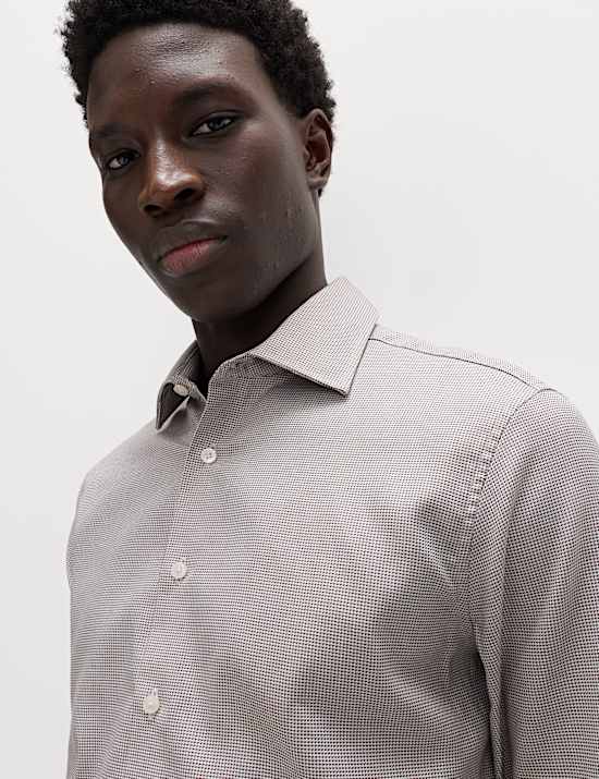 Luxury Cotton Easy Iron Slim Fit Textured Shirt