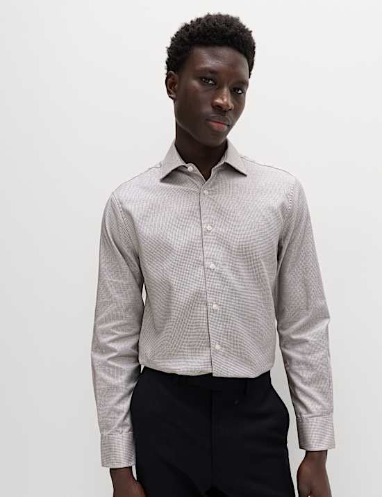 Luxury Cotton Easy Iron Slim Fit Textured Shirt