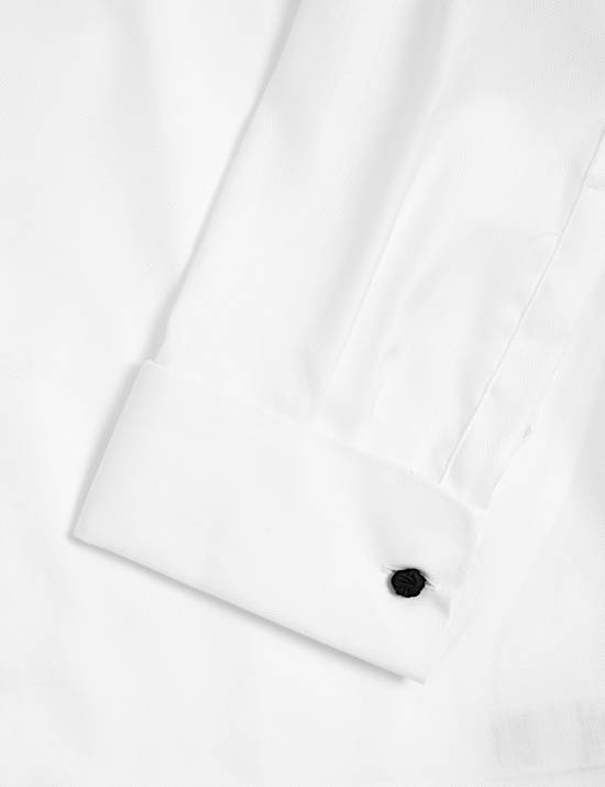 Regular Fit Pure Cotton Double Cuff Herringbone Shirt