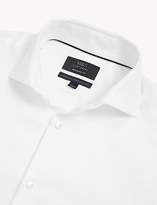 Regular Fit Pure Cotton Double Cuff Herringbone Shirt