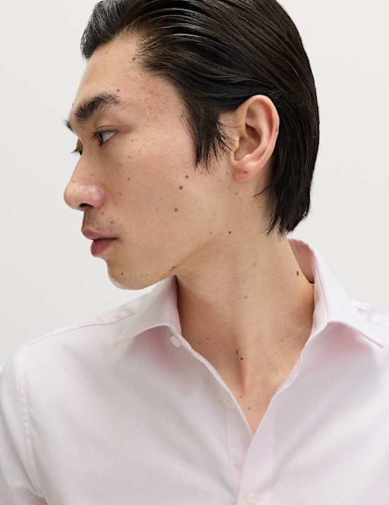 Slim Fit Luxury Pure Cotton Textured Shirt