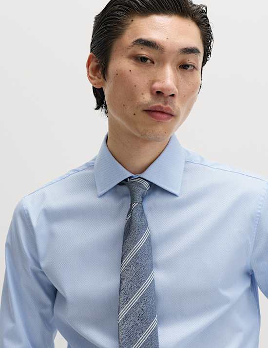 Slim Fit Luxury Pure Cotton Textured Shirt