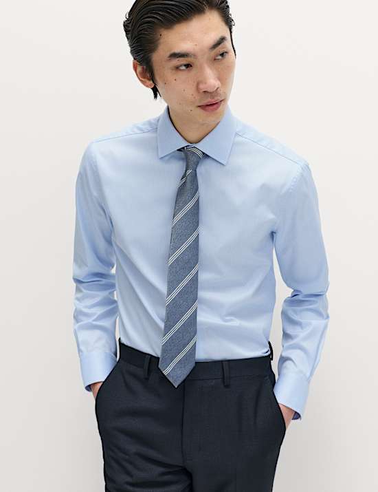 Slim Fit Luxury Pure Cotton Textured Shirt