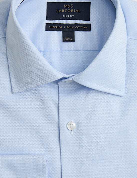 Slim Fit Luxury Pure Cotton Textured Shirt
