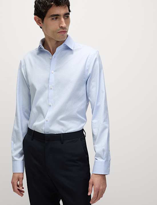 Regular Fit Luxury Pure Cotton Textured Shirt