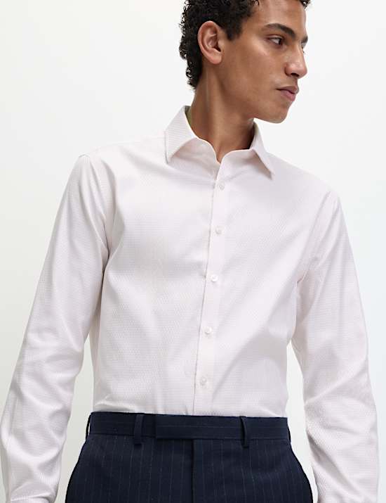 Slim Fit Luxury Pure Cotton Textured Shirt