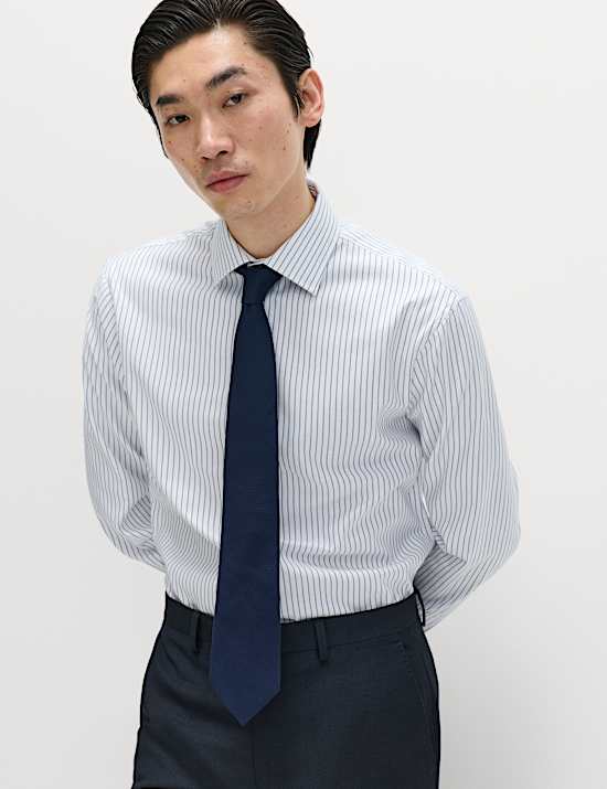 Chemise de luxe coupe slim 100 % coton &agrave; rayures