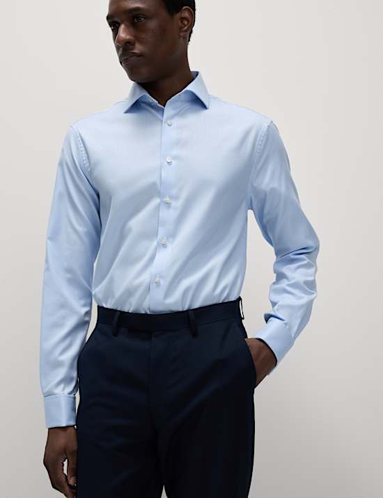 Regular Fit Luxury Cotton Double Cuff Twill Shirt
