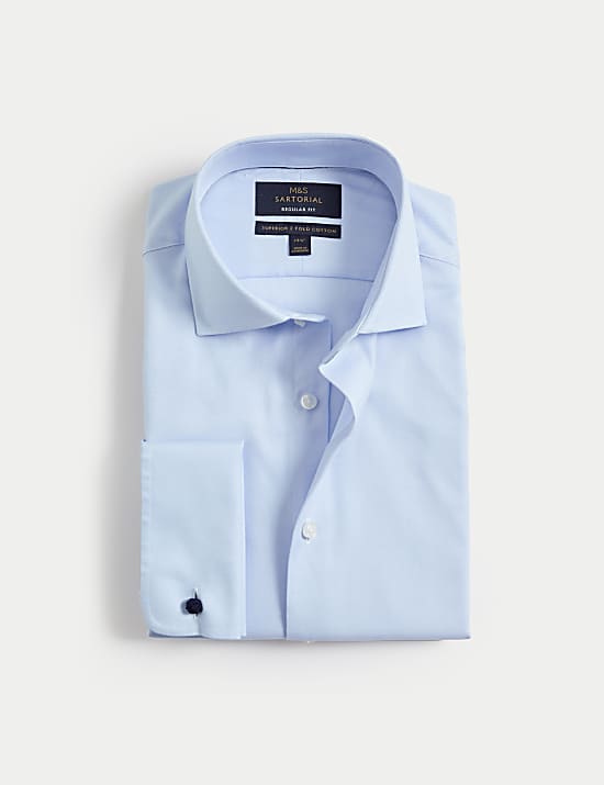 Regular Fit Luxury Cotton Double Cuff Twill Shirt