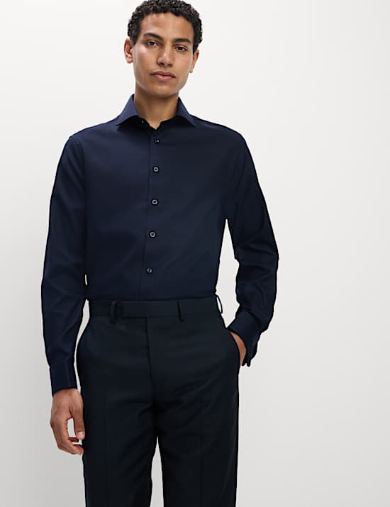 Regular Fit Luxury Cotton Double Cuff Twill Shirt