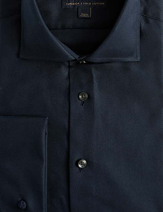 Regular Fit Luxury Cotton Double Cuff Twill Shirt