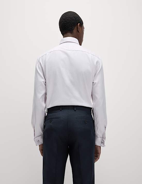 Chemise coupe standard en coton sergé de qualité supérieure à poignets mousquetaires