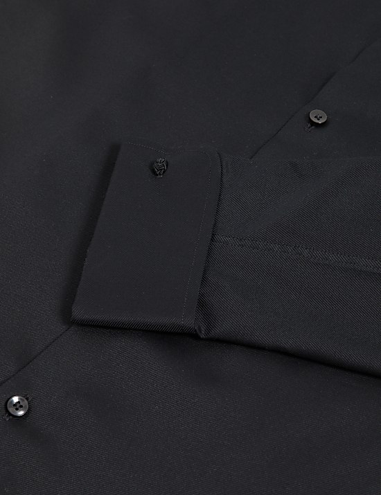 Kemeja Twill Katun Mewah Manset Ganda Regular Fit