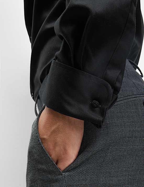 Kemeja Twill Katun Mewah Manset Ganda Regular Fit