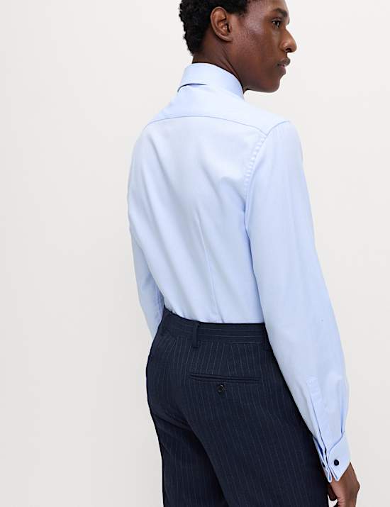 Slim Fit Luxury Cotton Double Cuff Twill Shirt