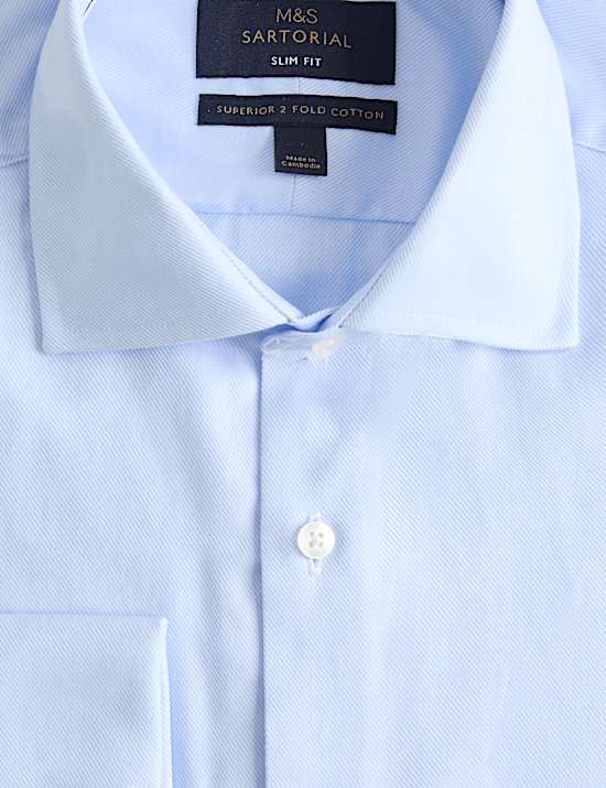 Slim Fit Luxury Cotton Double Cuff Twill Shirt