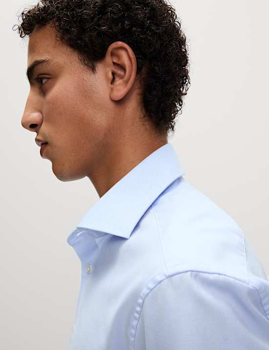 Slim Fit Luxury Cotton Double Cuff Twill Shirt