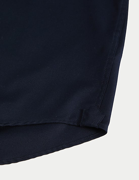 Kemeja Kasual Twill Katun Mewah Slim Fit Manset Ganda