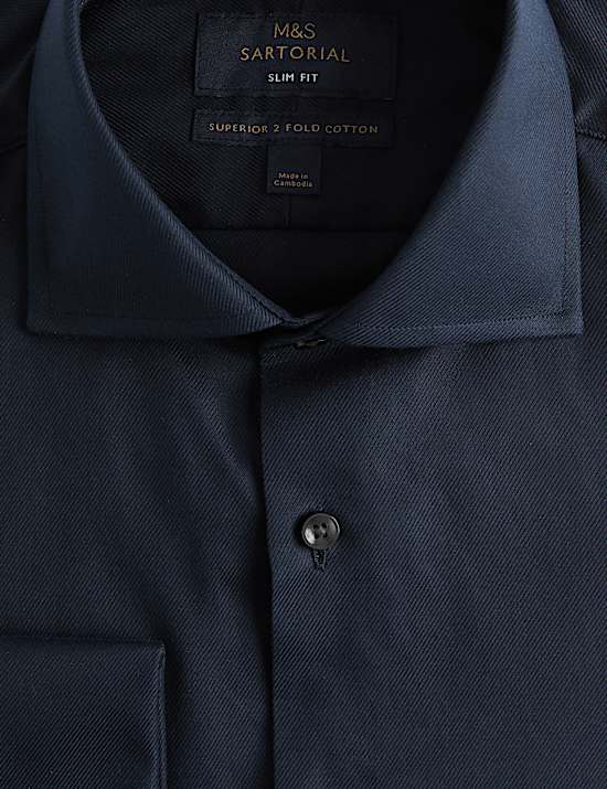 Slim Fit Luxury Cotton Double Cuff Twill Shirt