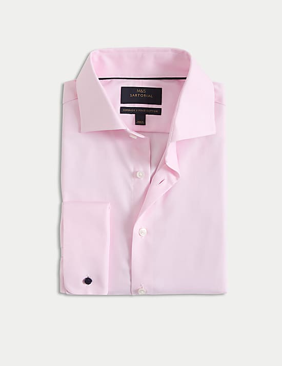 Tailored Fit Luxury Cotton Double Cuff Twill Shirt