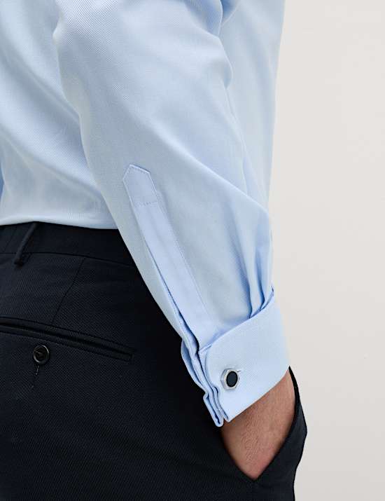 Tailored Fit Luxury Cotton Double Cuff Twill Shirt