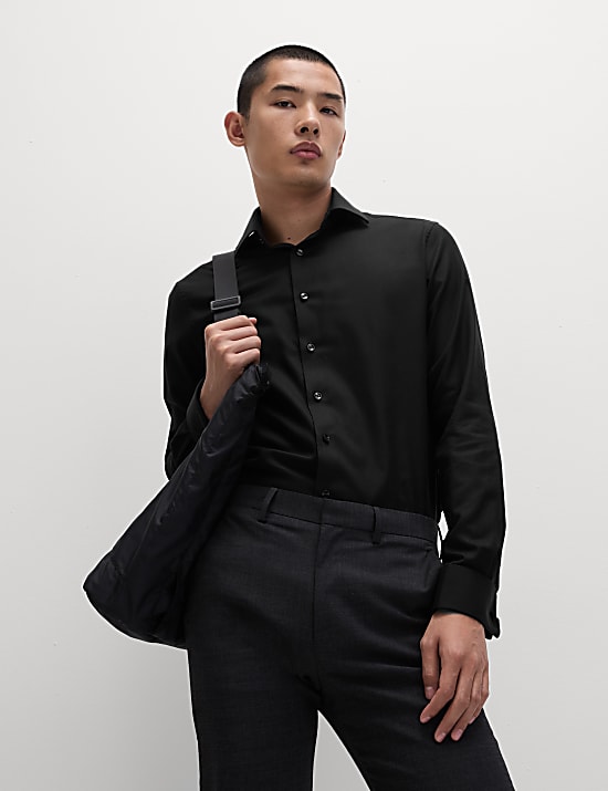 Tailored Fit Luxury Cotton Double Cuff Twill Shirt