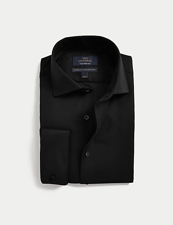 Tailored Fit Luxury Cotton Double Cuff Twill Shirt