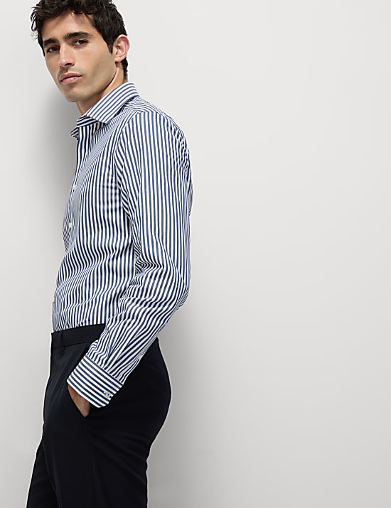 Slim Fit Luxury Cotton Striped Shirt