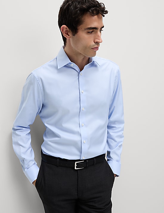 Chemise coupe standard en coton sergé de première qualité