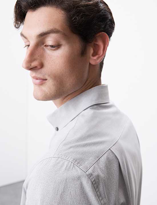 Camisa de corte estándar de algodón elástica con flexibilidad de 360 grados