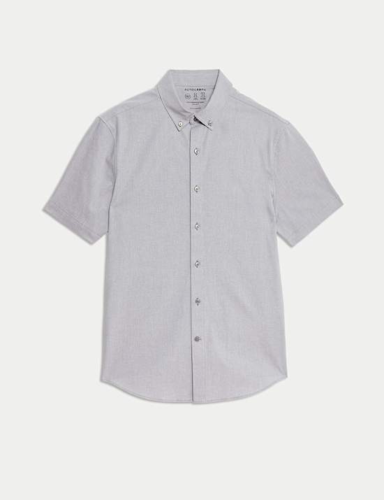 Camisa de corte estándar de algodón elástica con flexibilidad de 360 grados