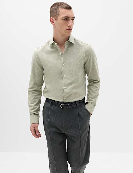 Regular Fit Easy Iron Marl Shirt