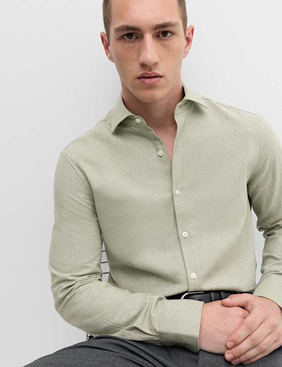 Regular Fit Easy Iron Marl Shirt
