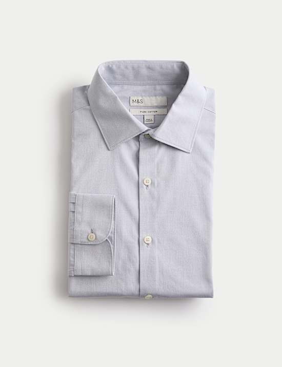 Regular Fit Pure Cotton Marl Shirt