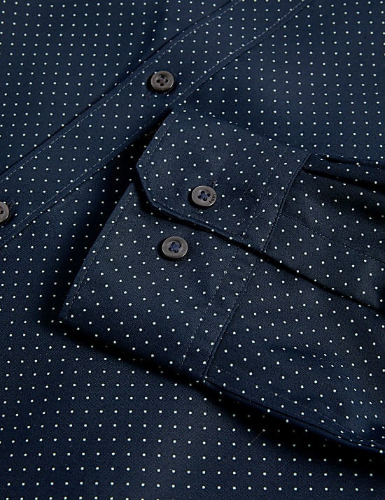 Slim Fit Non Iron Pure Cotton Ditsy Print Shirt