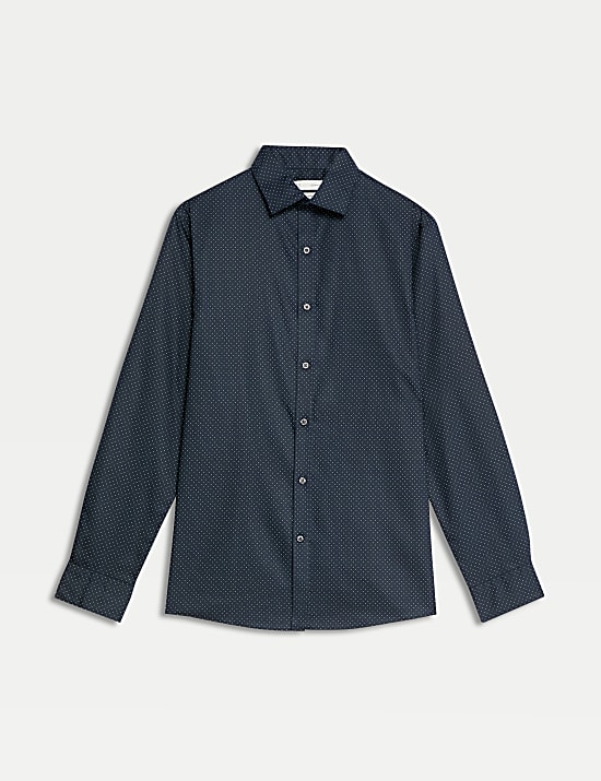 Slim Fit Non Iron Pure Cotton Ditsy Print Shirt