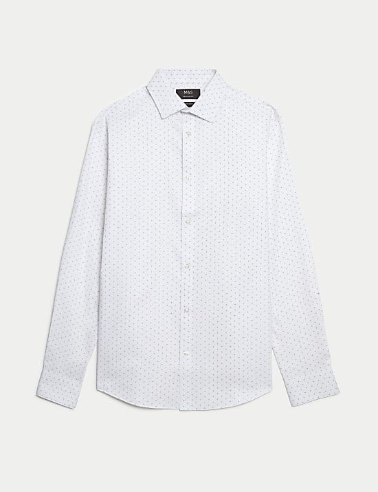 Regular Fit Non Iron Pure Cotton Floral Print Shirt