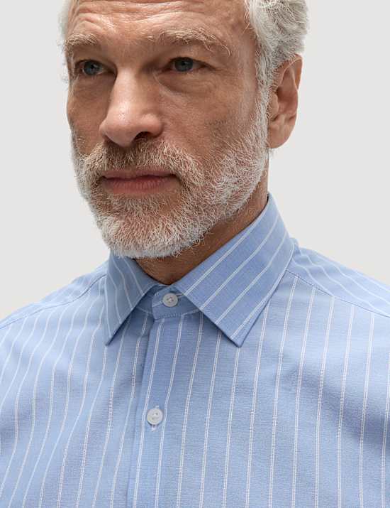 Bügelleichtes gestreiftes Hemd aus reiner Baumwolle