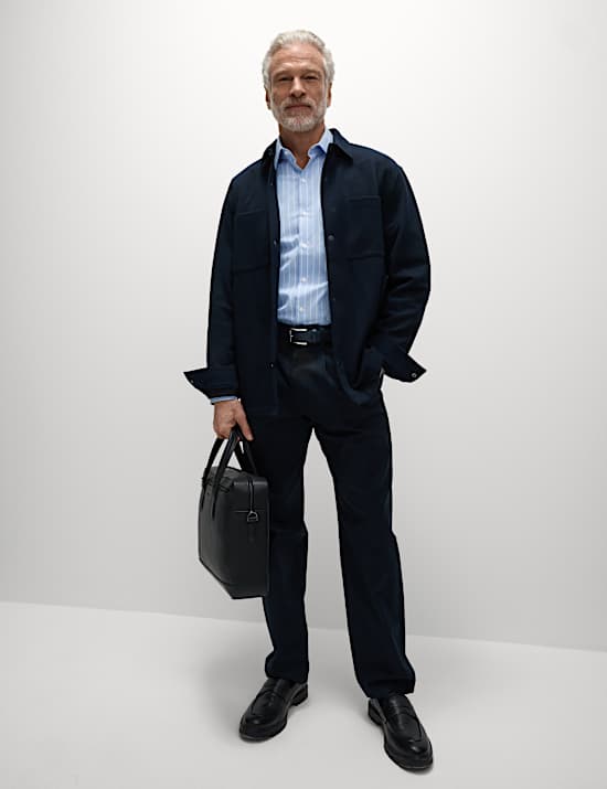 Bügelleichtes gestreiftes Hemd aus reiner Baumwolle