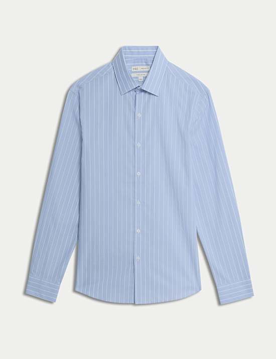 Bügelleichtes gestreiftes Hemd aus reiner Baumwolle